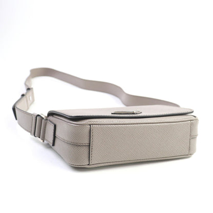 Prada 2Vd065 Saffiano Leather Argilla Shoulder Bag With Triangle Logo Plate