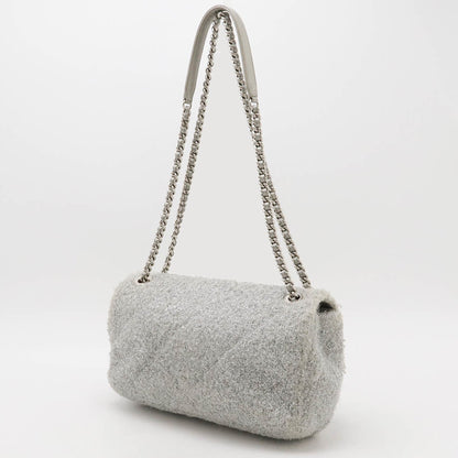 Chanel Chanel Pour Toe Glitter Coco Mark Chain Shoulder Bag Fabric Leather Silver