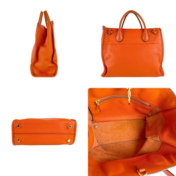 Gucci Handbag Shoulder Bag Leather Orange Gold