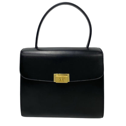 Celine Triomphe Logo Hardware Calfskin Leather Handbag Mini Tote Bag Black 254-2