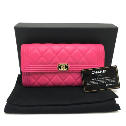 Chanel A80286 Matelasse Zip Around Long Wallet Pink Goldhardware
