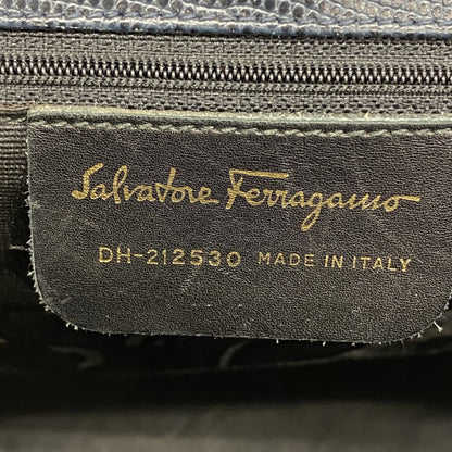 Salvatore Ferragamo Vara Leather Shoulder Bag In Navy Blue