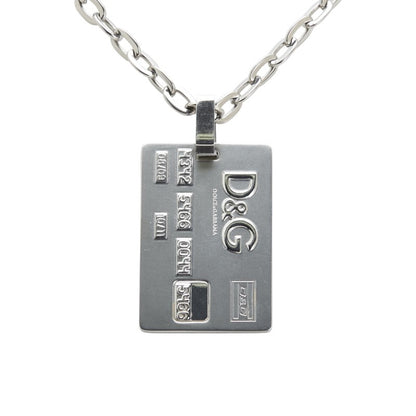 Dolce & Gabbana Logo Dog Tag Plate Necklace In Silver Metal