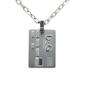 Dolce & Gabbana Logo Dog Tag Plate Necklace In Silver Metal
