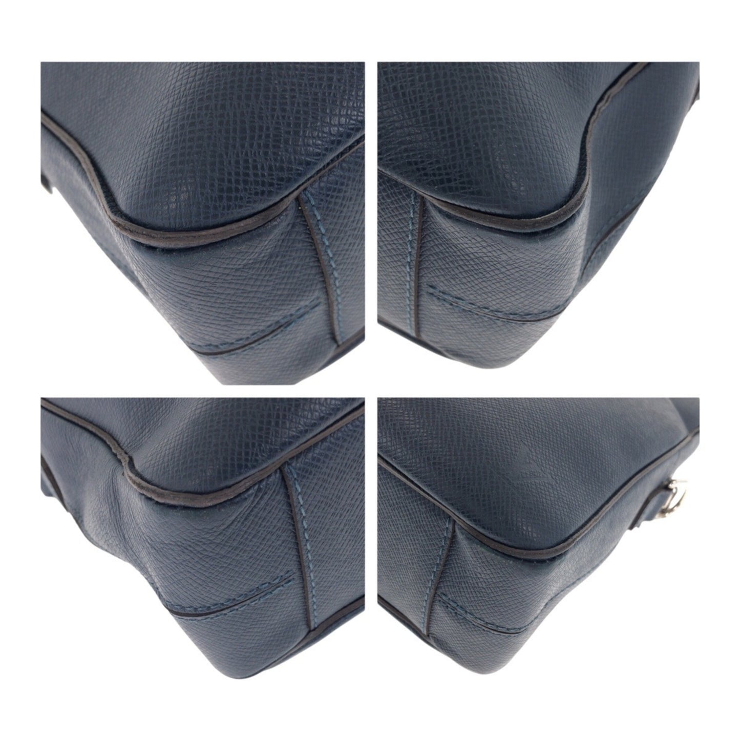 Louis Vuitton Taiga Porte-Document Voyage Mm Blue Leather Briefcase With Silver Hardware