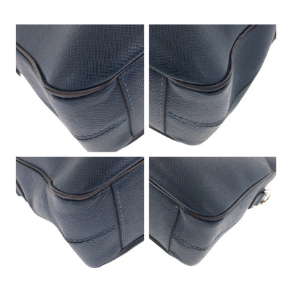 Louis Vuitton Taiga Porte-Document Voyage Mm Blue Leather Briefcase With Silver Hardware