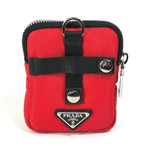 Prada 2Na026 Triangle Logo Triangle Logo Plate Bicolor Pouch Red Black