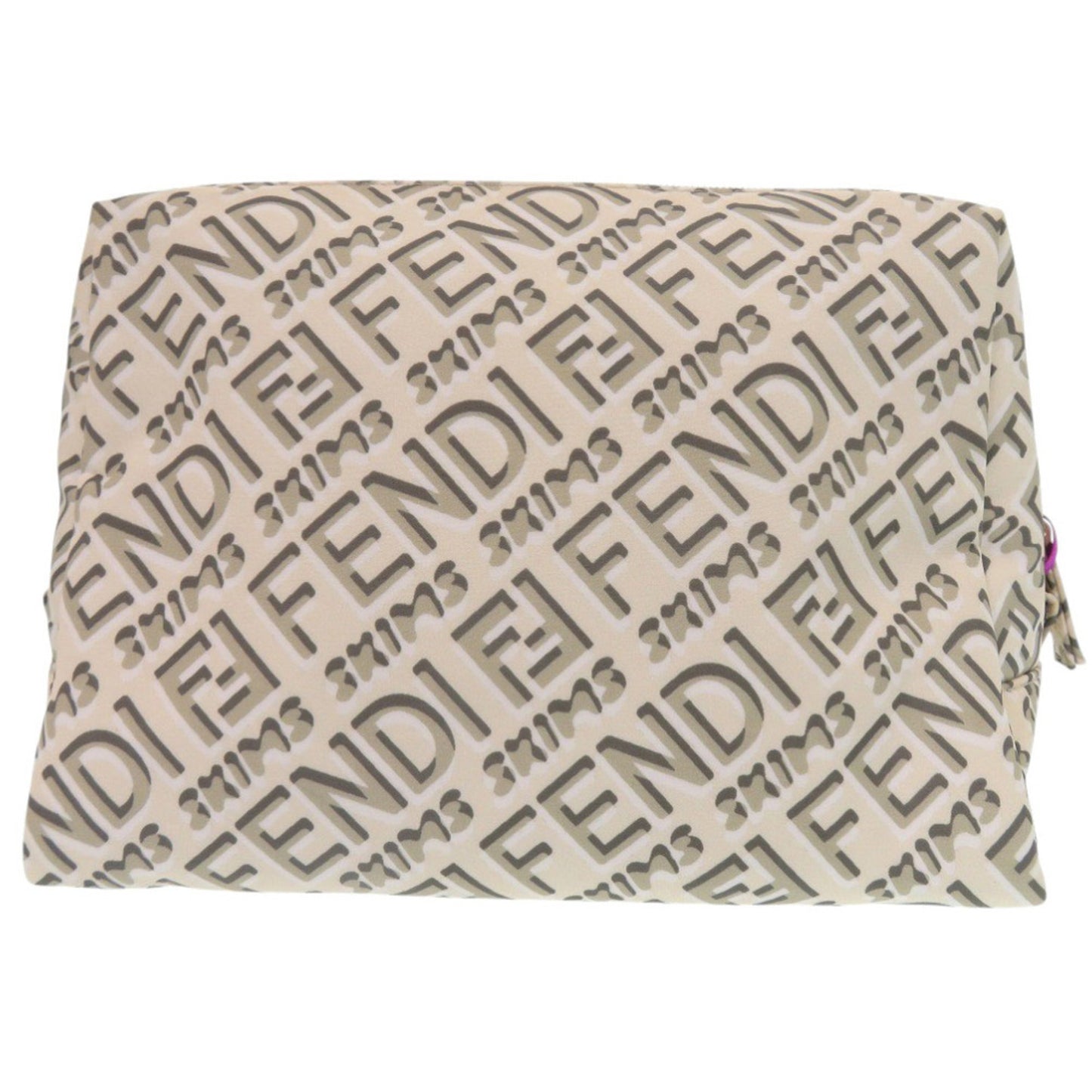 Unused Fendi X Skims Collaboration Logo 8N0171 Nylon Beige Pouch Bag 0920 Fendi Skims