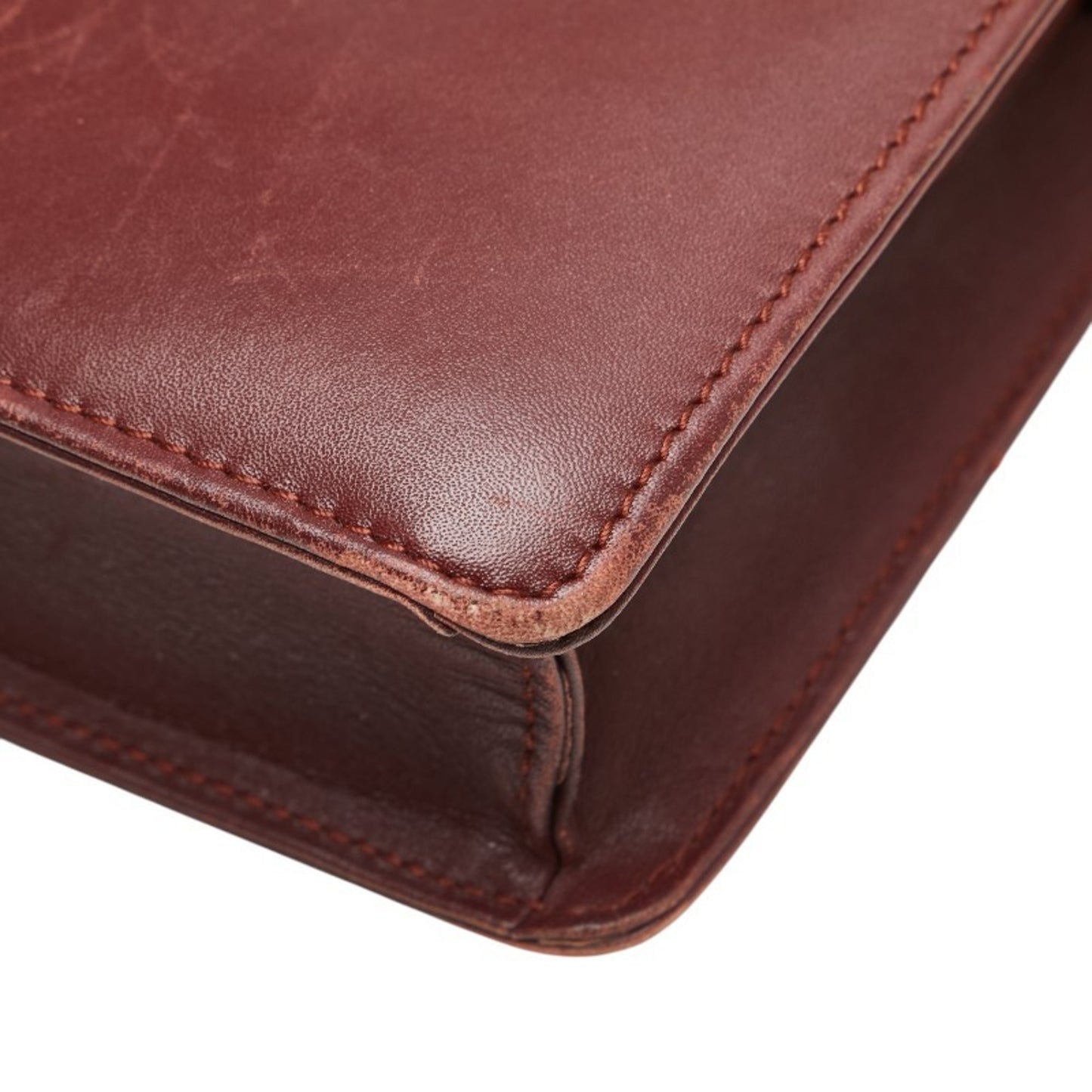 Cartier Must Line Crossbody Shoulder Bag Wine Red Bordeaux Leather