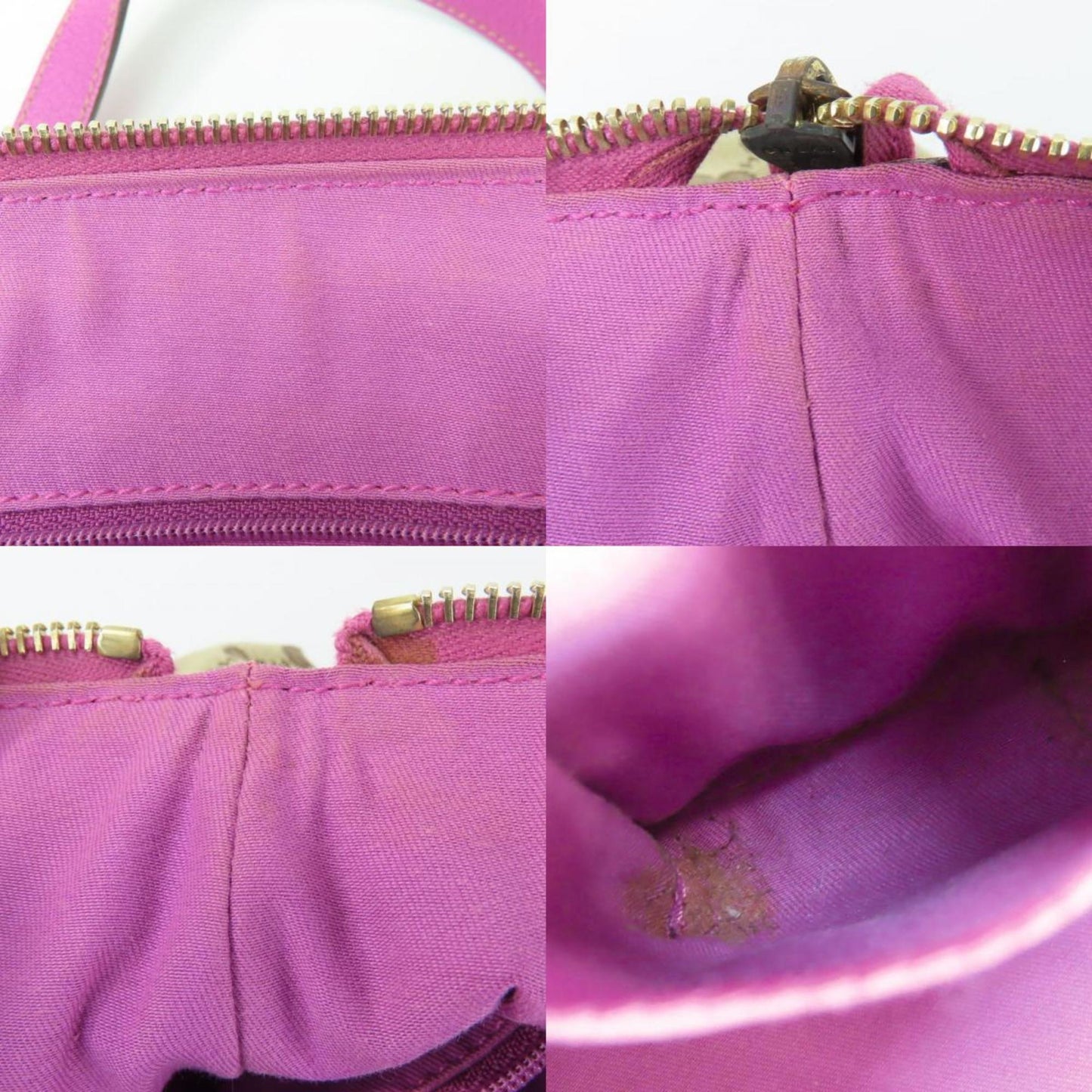 Gucci Handbag 141471 Gg Canvas Leather Purple Beige Mini