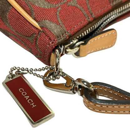 Coach Signature Mini Pouch Shoulder Bag 6094 In Red Leather
