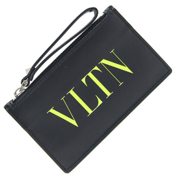 Valentino Coin Case Ty2P0540Lvn Black Neon Yellow Leather Fragment Card Wallet