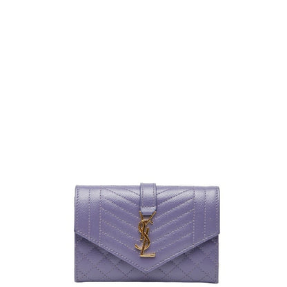 Saint Laurent Ysl Envelope Business Card Case 651026 Purple Leather