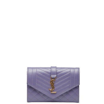 Saint Laurent Ysl Envelope Business Card Case 651026 Purple Leather