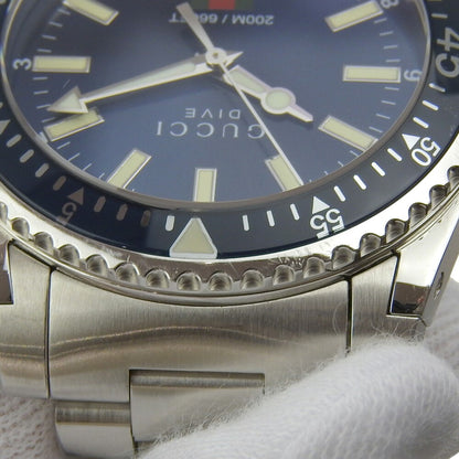 Gucci Dive 200M Date 136 3 Ya136311 Blue Dial Stainless Steel Quartz Watch 40Mm