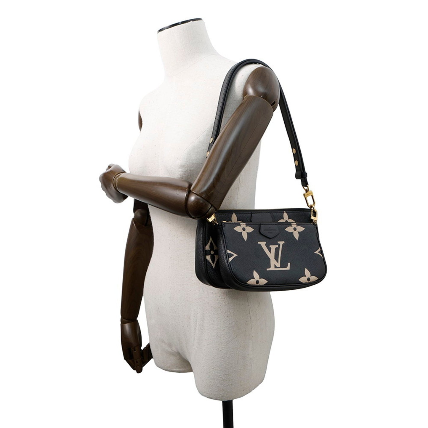 Louis Vuitton Two-Tone Monogram Empreinte Multi Pochette Accessoires Shoulder Bag M45777 Black