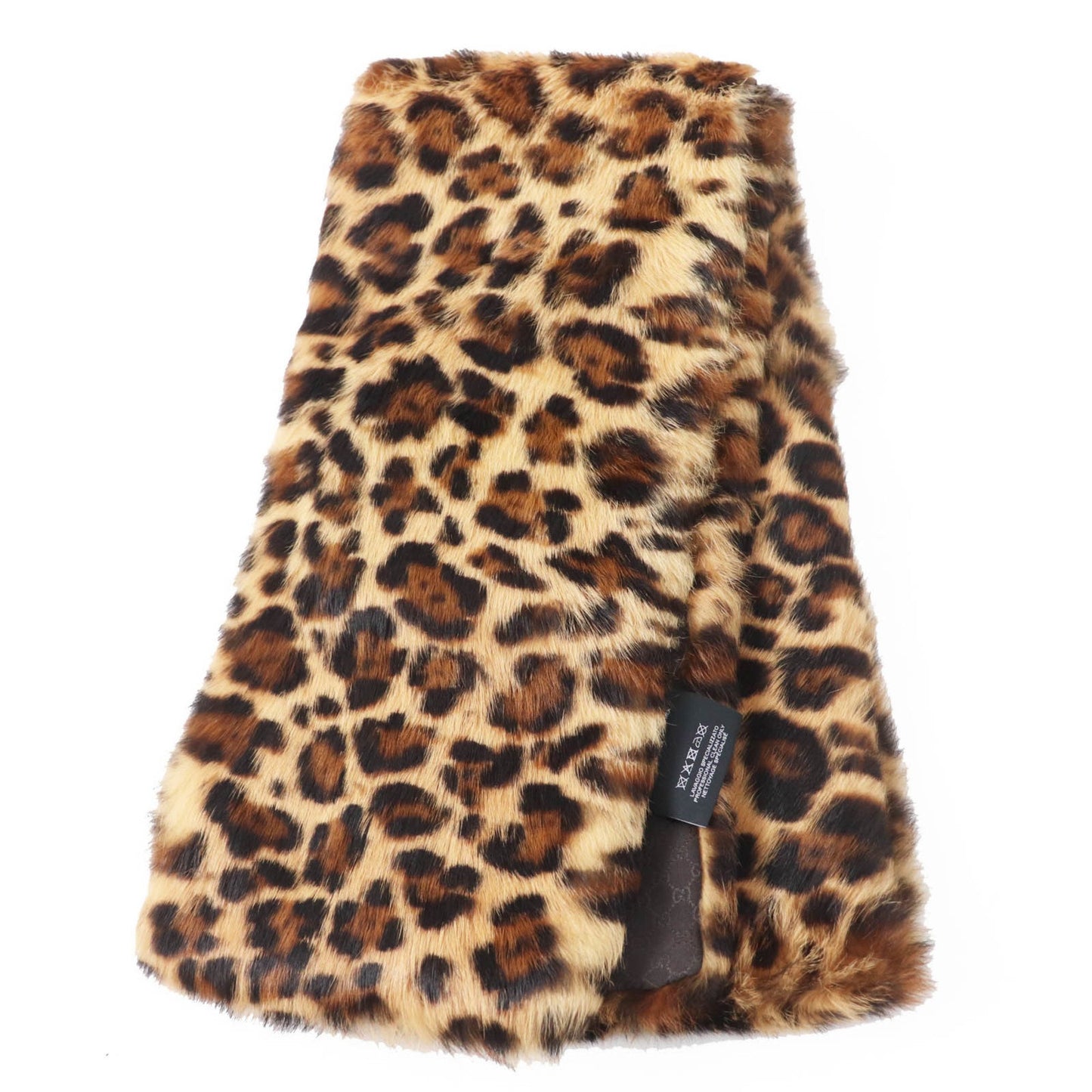 Gucci 322989 Lapin Fur Leopard Print Shawl/Scarf With 100% Silk Lining And Gg Pattern