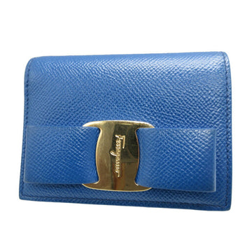 Salvatore Ferragamo Vara Ribbon Leather Blue Bi-Fold Wallet 2123Salvatore