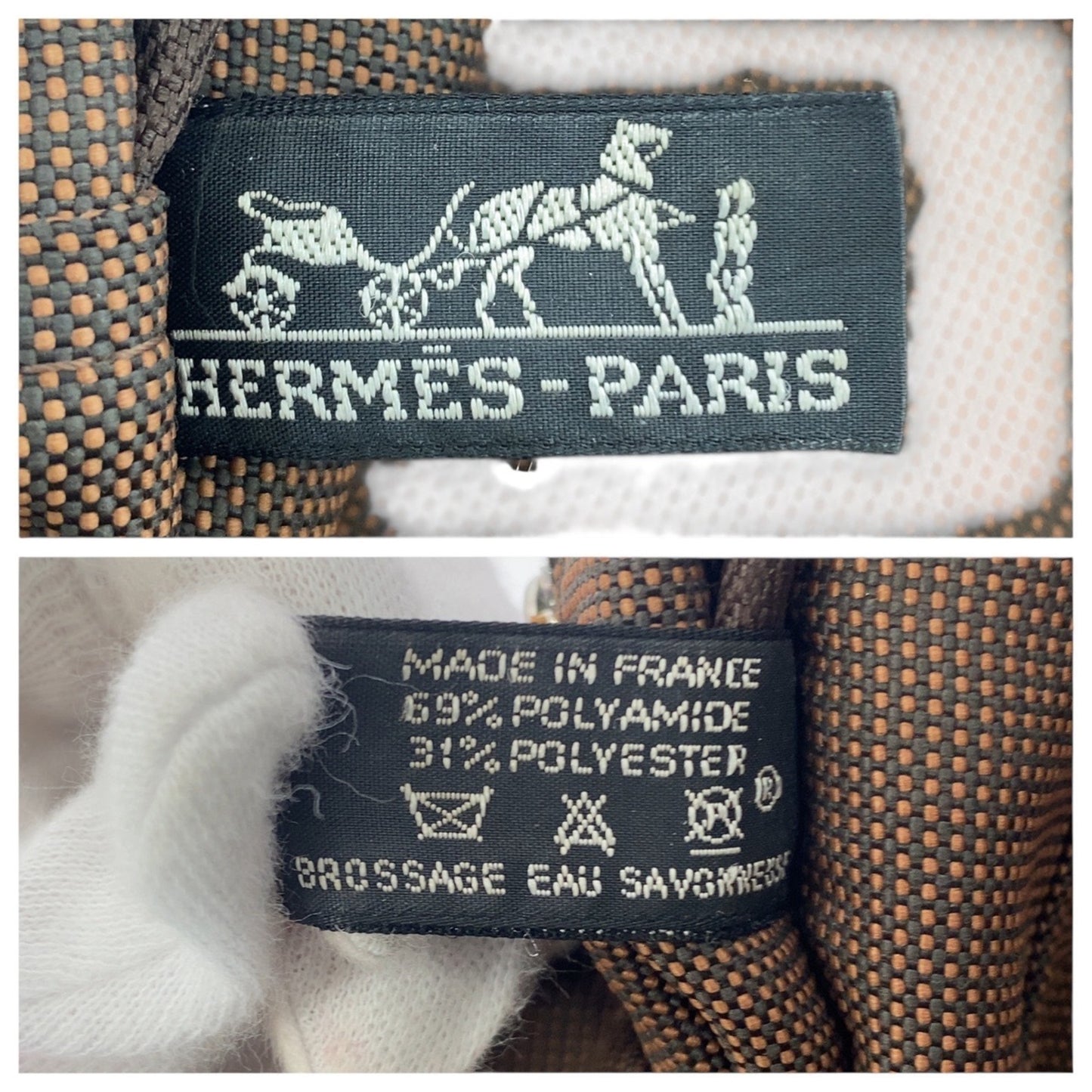 Hermes Air Line Mm Brown Canvas Tote Bag With Silver Hardware