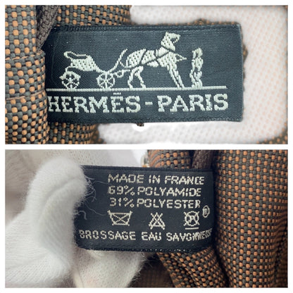 Hermes Air Line Mm Brown Canvas Tote Bag With Silver Hardware