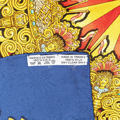 Hermes Carre 90 Luna Park Amusement Park Scarf Muffler Blue Gold Multicolor Silk