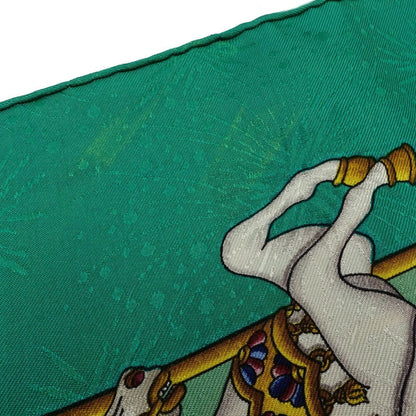 Hermes Scarf/Muffler Carre 90 Lanapark Amusement Park Silk Green Multicolor 181297
