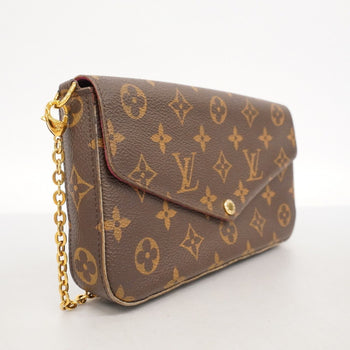Louis Vuitton Monogram Pochette Felicie Shoulder Wallet M81896 Brown Fuchsia