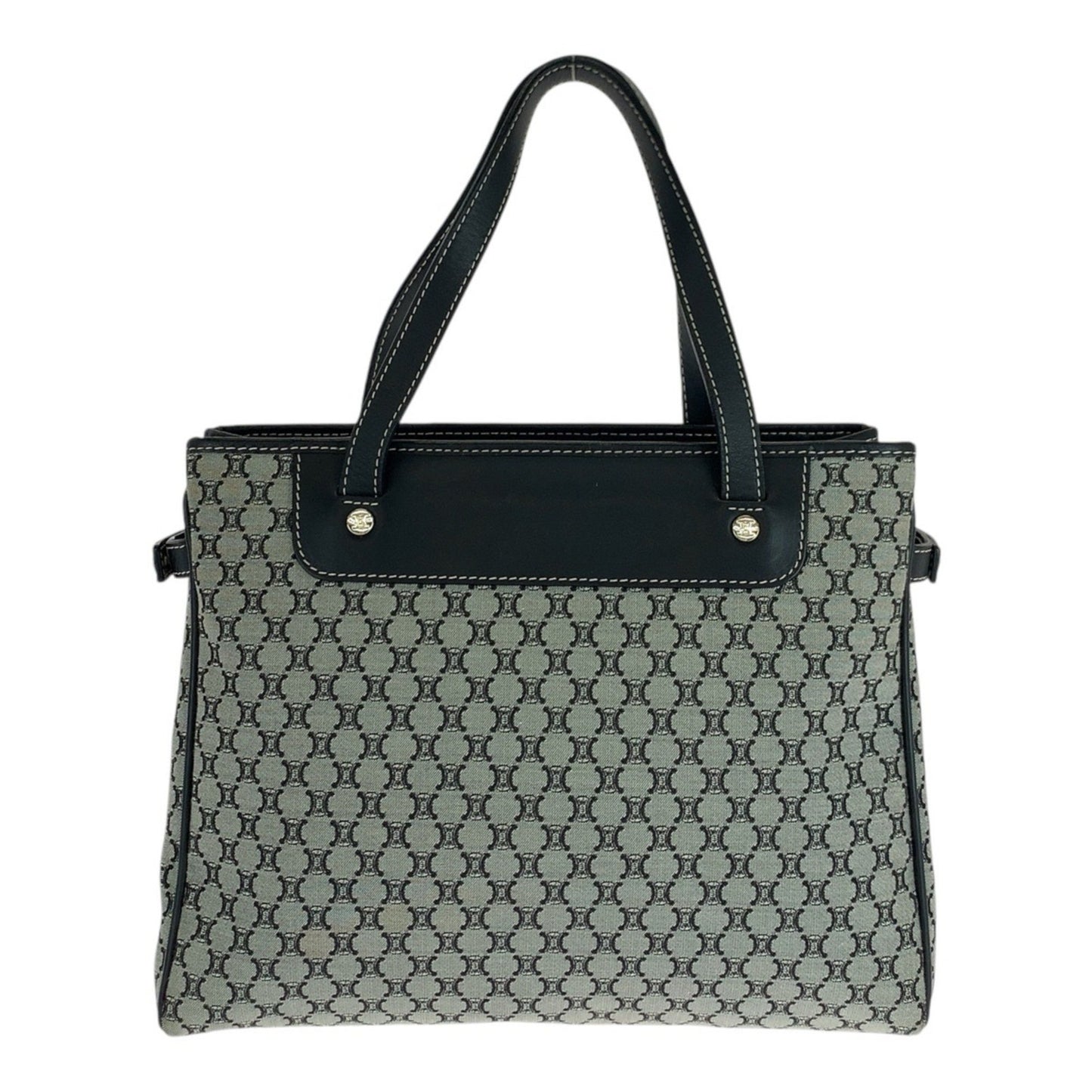 Celine Macadam Grey Black Silver Hardware Canvas Leather Ce00 24 Tote Bag Handbag