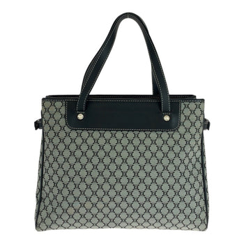 Celine Macadam Grey Black Silver Hardware Canvas Leather Ce00 24 Tote Bag Handbag