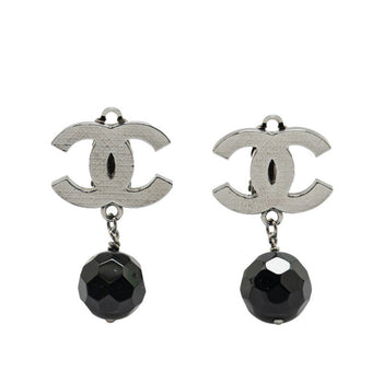 Chanel Coco Mark Swing Earrings In Silver