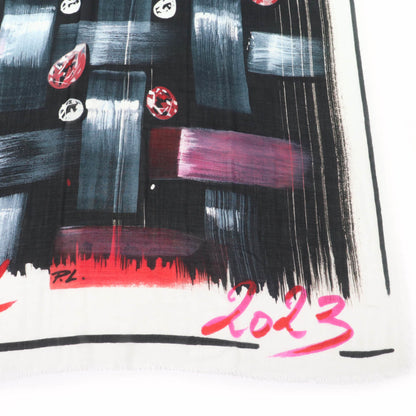 Chanel 100% Cashmere Tweed 2023 Fringed All-Over Print Large Stole/Shawl