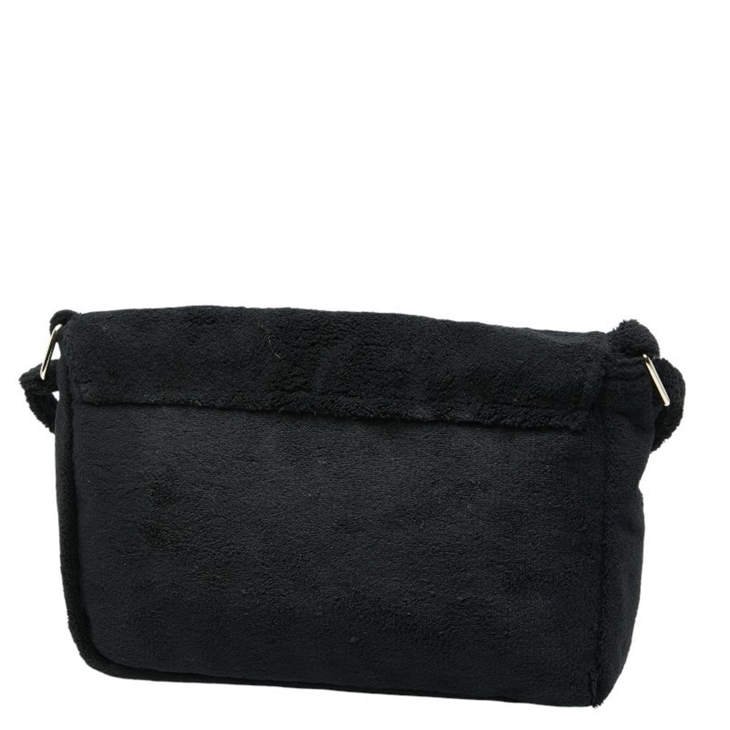 Chanel Coco Mark Novelty Crossbody Shoulder Bag In Black And White With Pile