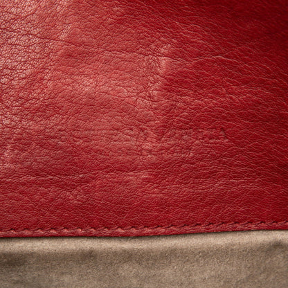 Bottega Veneta Intrecciato Shoulder Bag In Red Leather