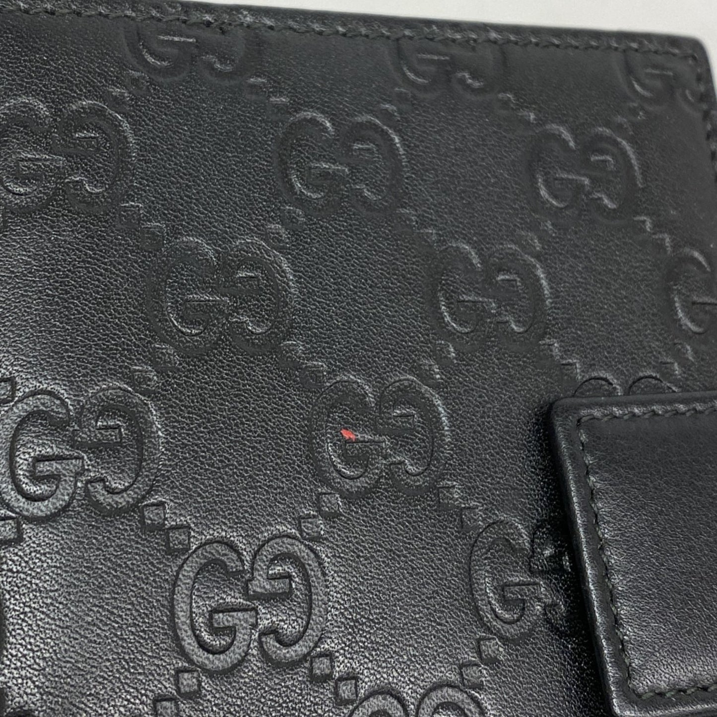 Gucci Guccissima Notebook Cover 115240 Leather Black Champagne