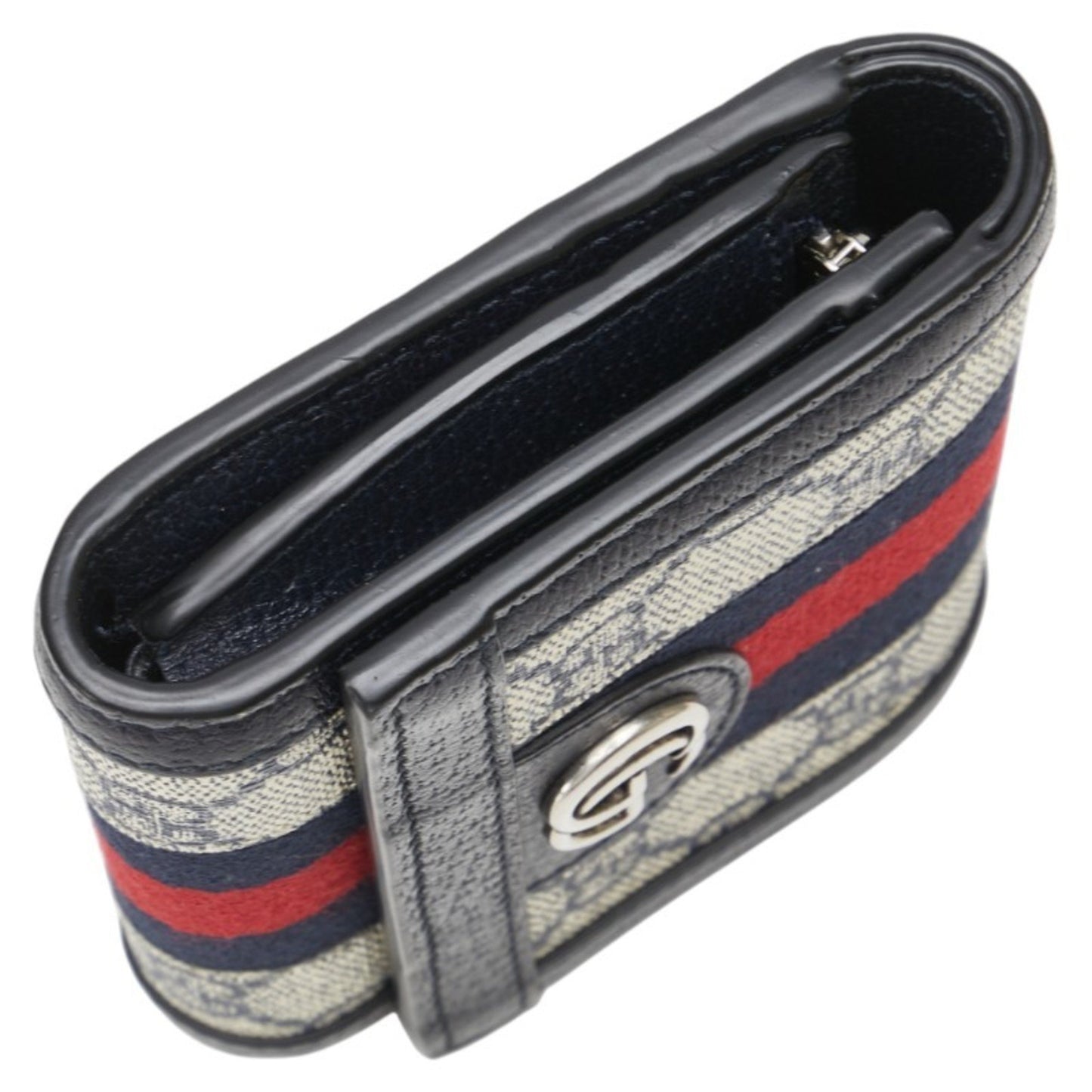Gucci Gg Supreme Ophidia Bifold Wallet In Navy Leather