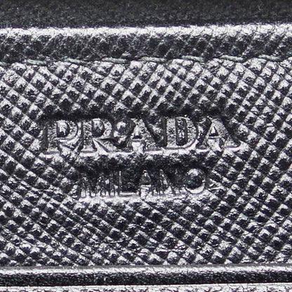 Prada Triangle Plate Long Wallet Black Nylon Leather