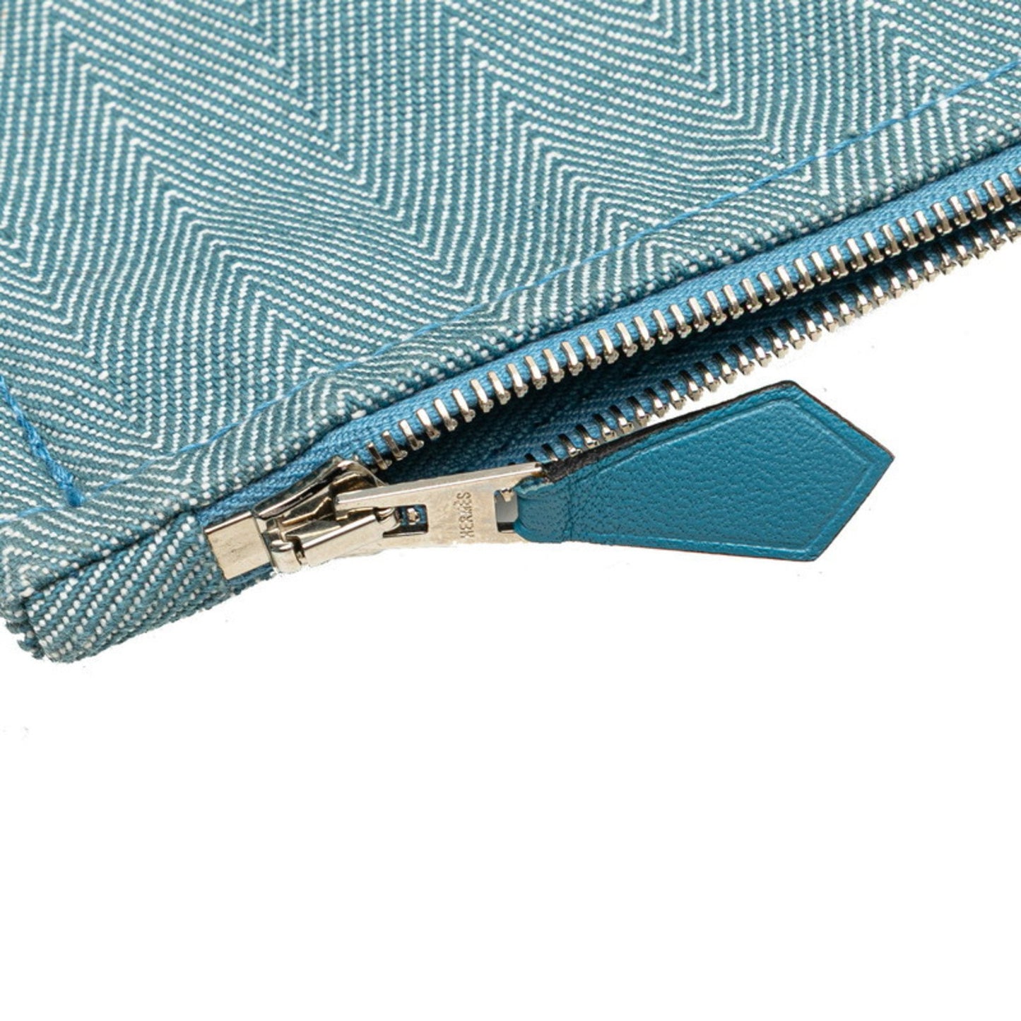 Hermes Herms Valparaiso Pm Handbag In Blue Jean Toile Chevron Leather