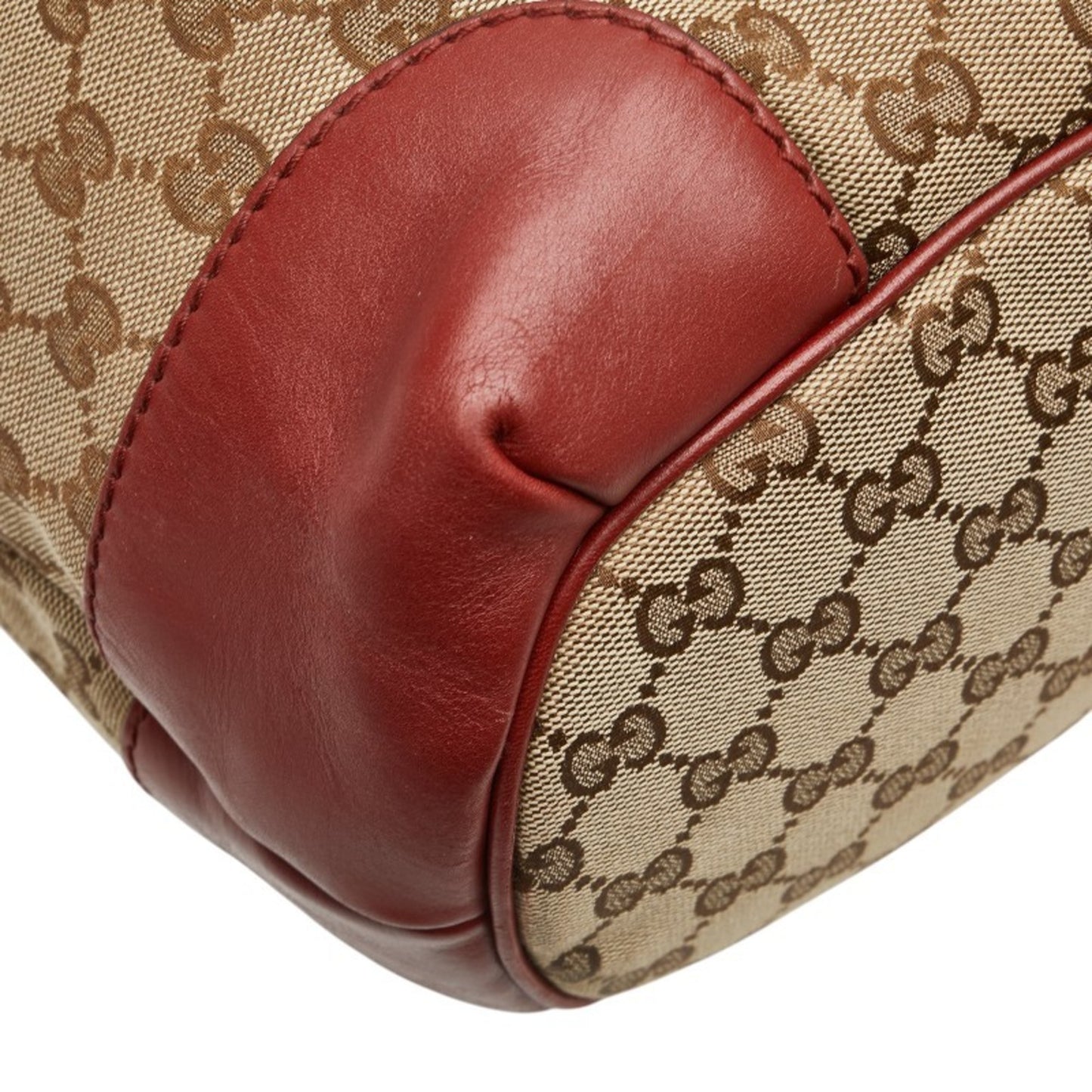Gucci Gg Canvas Diamante Tote Bag/Shoulder Bag 2Way 285730 Beige/Red Leather