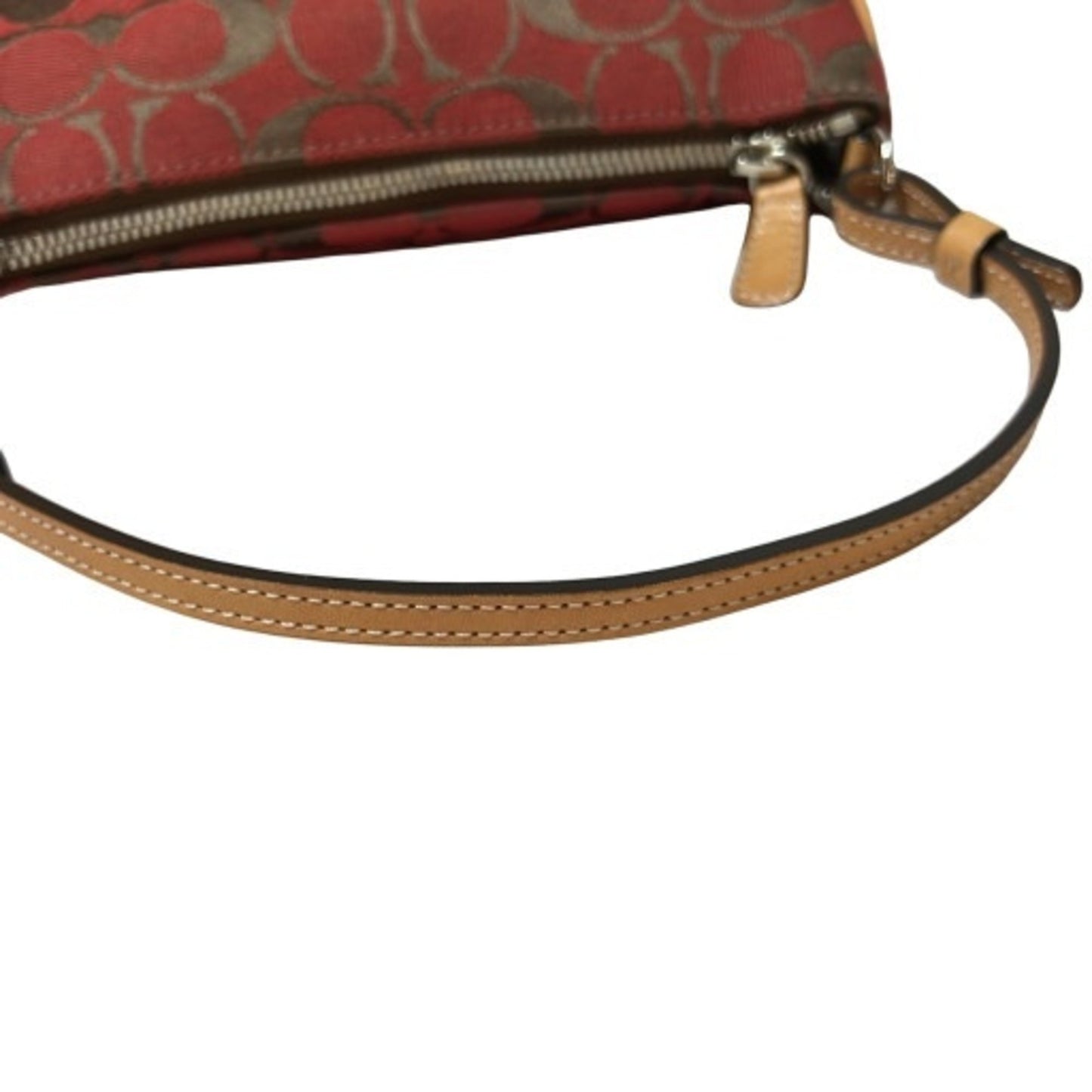 Coach Signature Mini Pouch Shoulder Bag 6094 In Red Leather