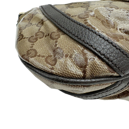 Gucci Abbey 265691 Gg Crystal Shoulder Bag In Coated Canvas And Leather