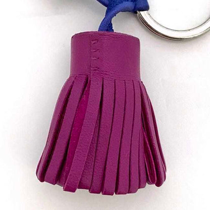 Herms Carmen Keychain Ec-23640 In Blue And Pink Leather. Hermes Tassel Keyring With Double Tassel