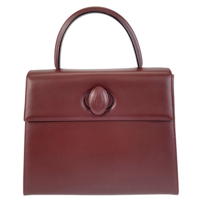 Cartier Must Line Wine Red Bordeaux Gold Hardware Leather Handbag