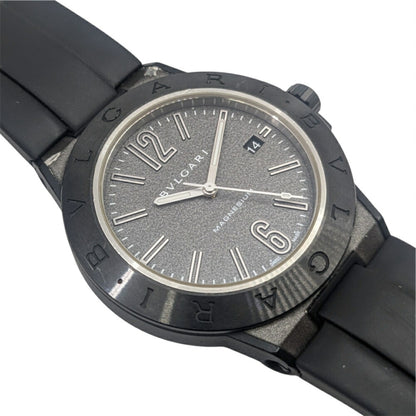 Bvlgari Diagono Magnesium Date Ceramic Gray Dial Rubber Black Automatic