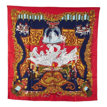 Hermes Carre 90 Le Paradis Du Roy King'S Paradise Scarf Muffler Red Multicolor