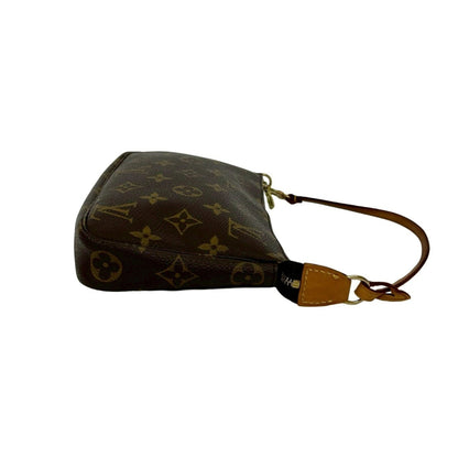 Louis Vuitton Pochette Accessoires Monogram Leather Mini Handbag Pouch Brown 18220