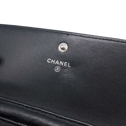 Chanel Chain Wallet Coco Mark Leather Chanel Black