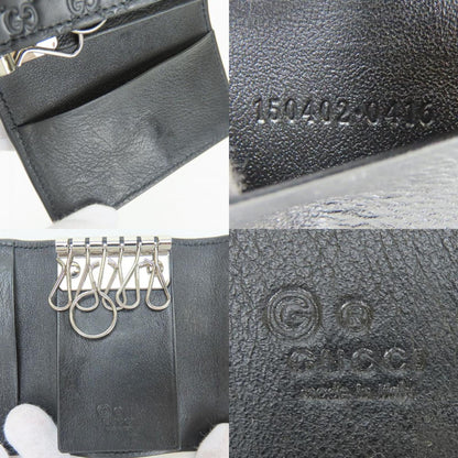 Gucci Key Case 150402 6-Ring Shimmer Leather Black Micro