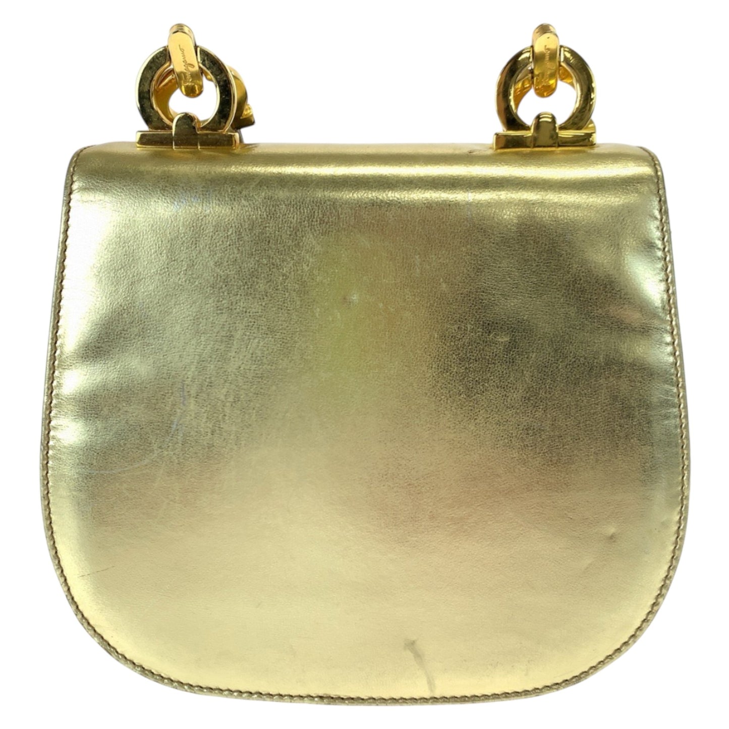 Salvatore Ferragamo Vintage Gancini Gold Hardware Leather Metallic P213151 Shoulder Bag Crossbody