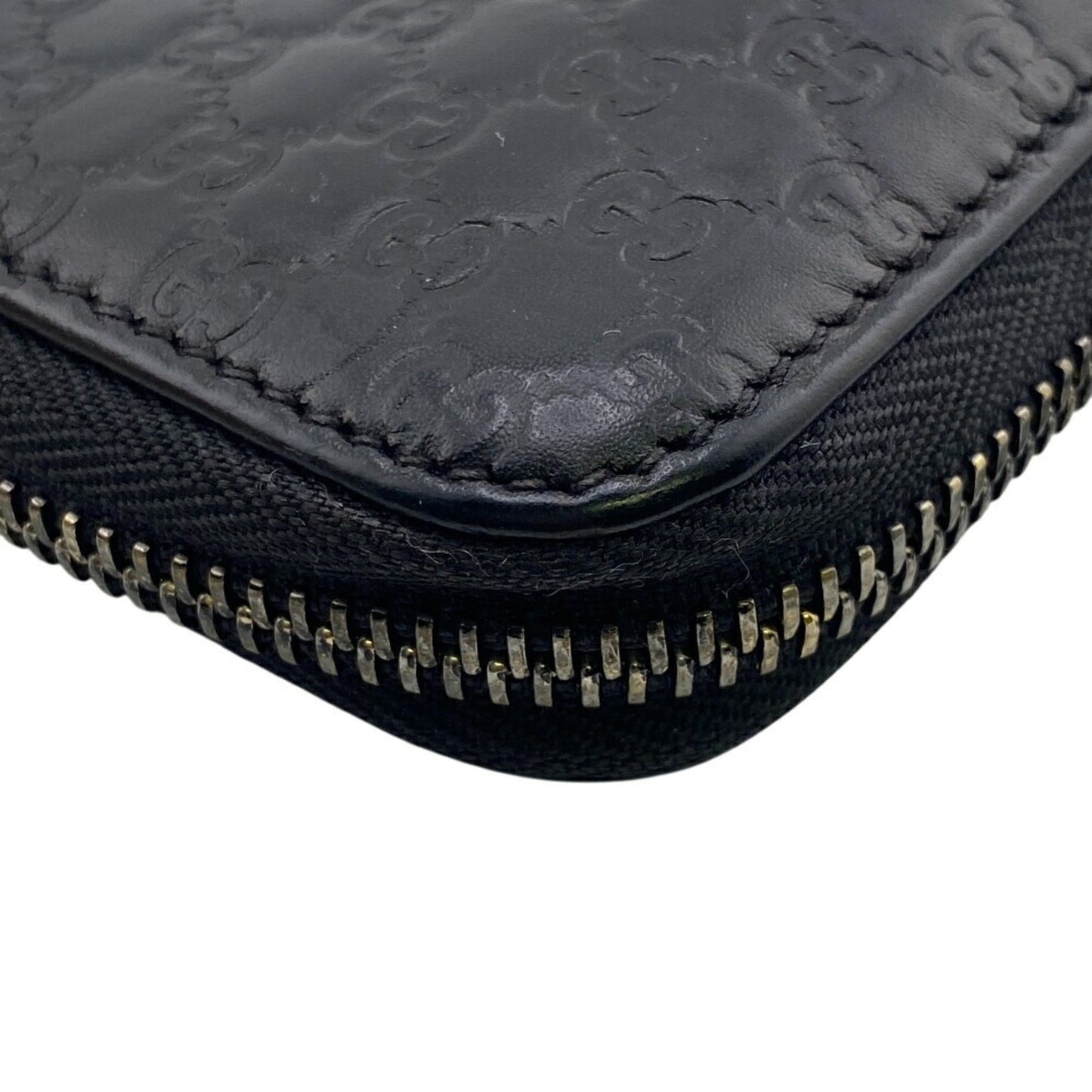 Gucci 449391 Round Zip Wallet Micro Guccissima Long Black