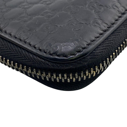 Gucci 449391 Round Zip Wallet Micro Guccissima Long Black